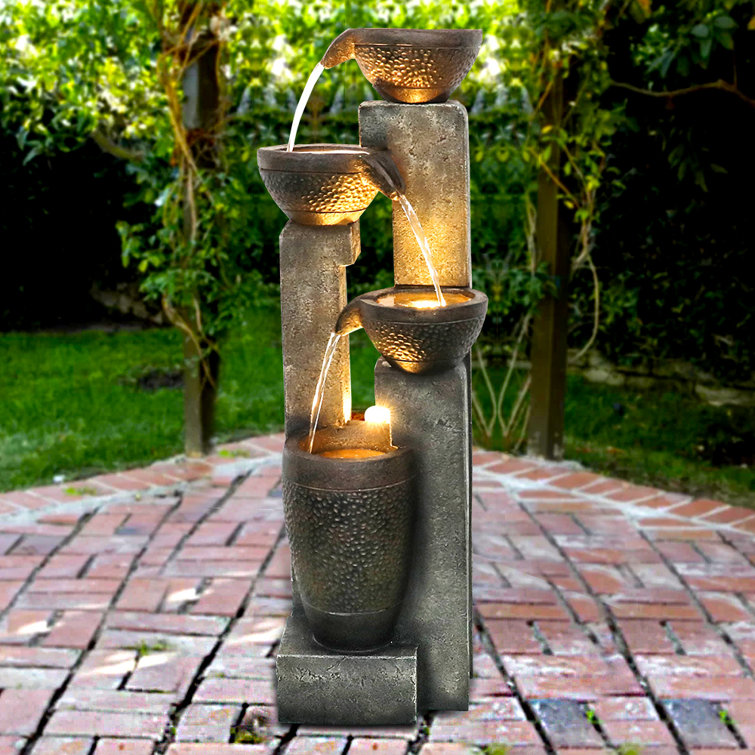 Foundry Select 40Inch Outdoor Water Fountain Faux Stone Waterfall